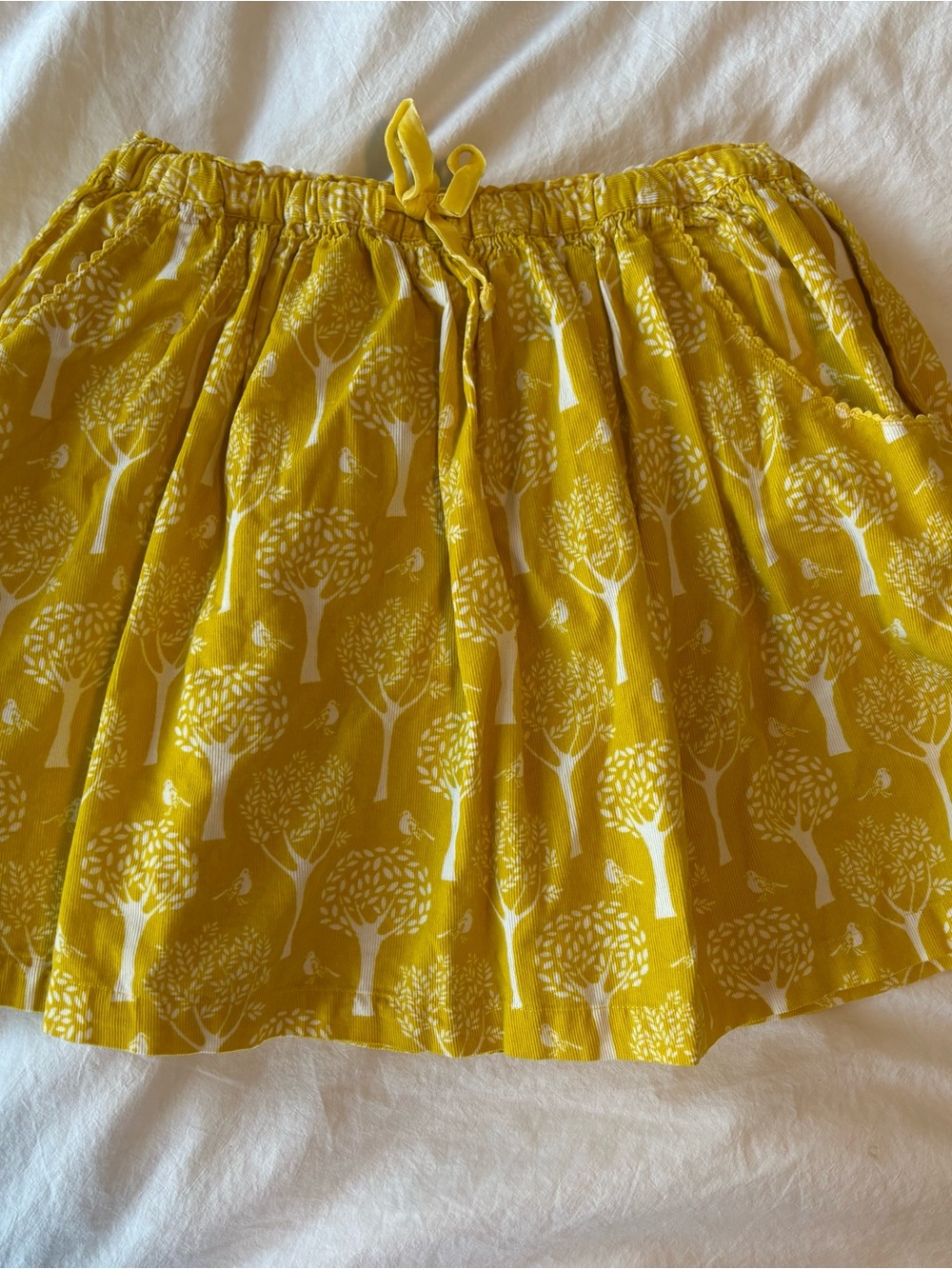 Mini Boden Yellow Tree-Print Girls Skirt